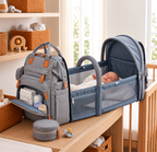 Sac à Langer Convertible avec Berceau Intégré – Gris Chiné