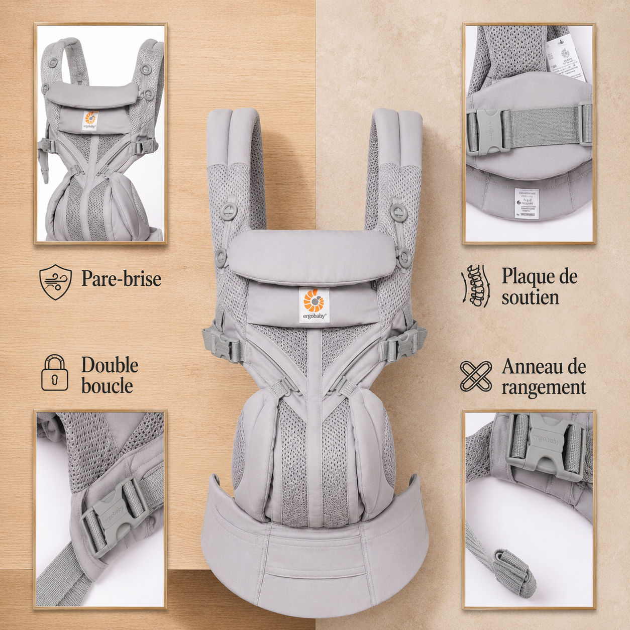 Porte-Bébé Ergonomique Gris – Confort