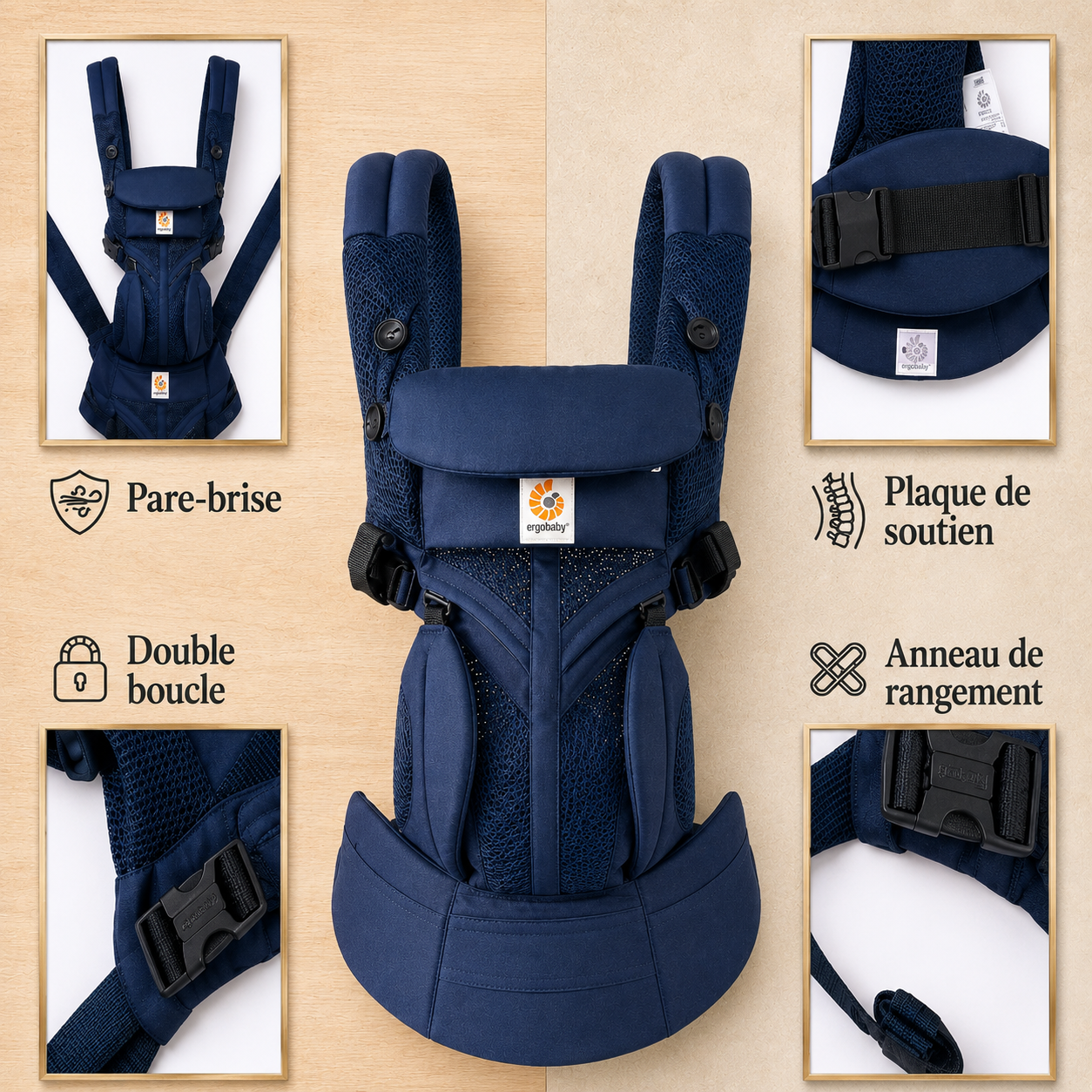 Porte-Bébé Ergonomique Bleu Marine – Confort