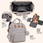 Sac à dos à langer gris - Grande capacité & Isotherme