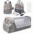 Sac à Langer Convertible avec Berceau Intégré – Gris Chiné