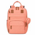 Sac à dos à langer rose saumon - Grande capacité & Isotherme