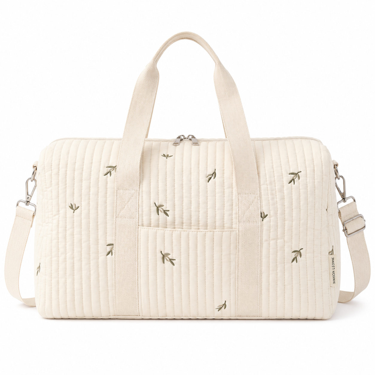 Sac à Langer en Coton Matelassé – Motif Olive Brodé