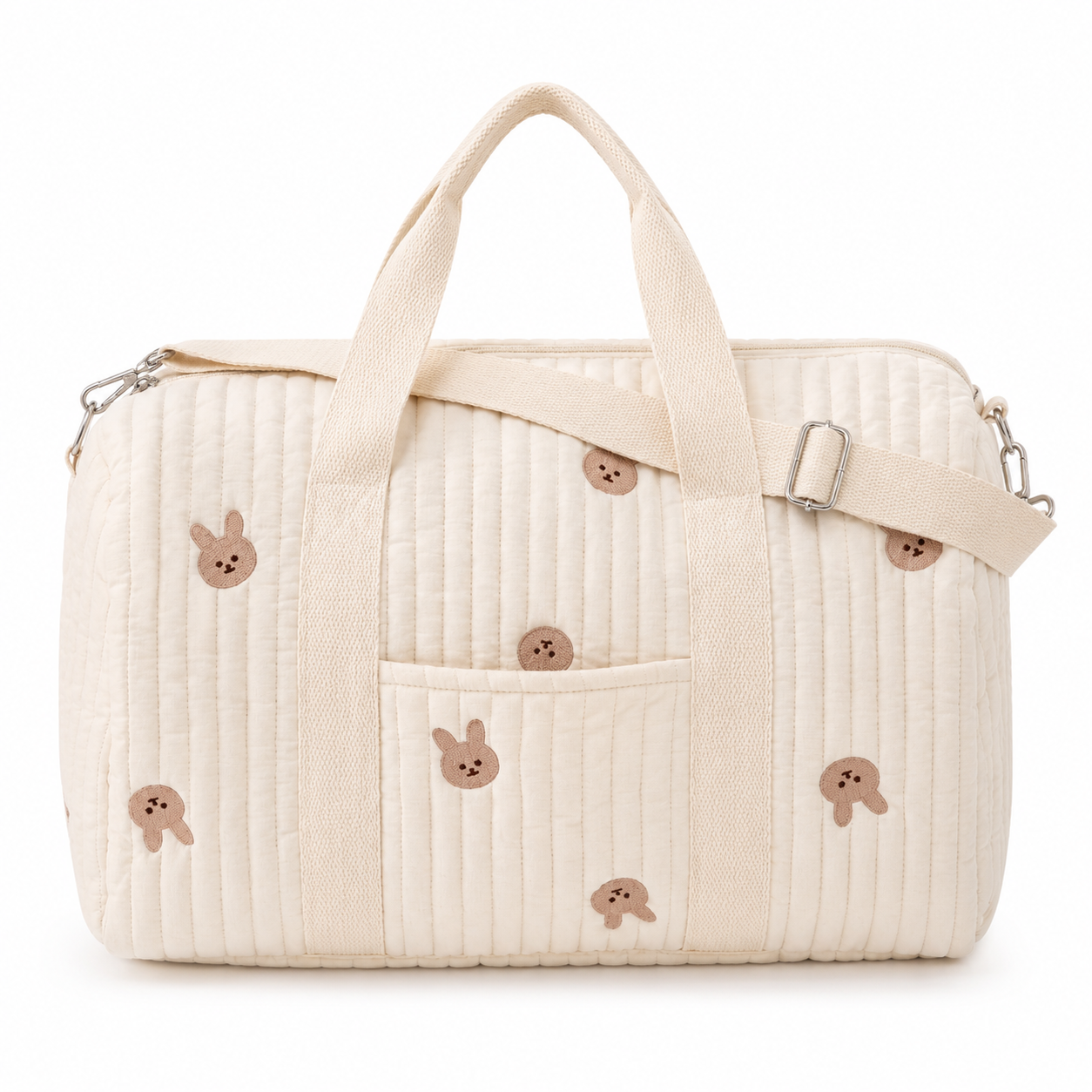 Sac à Langer en Coton Matelassé – Motif Lapin Brodé