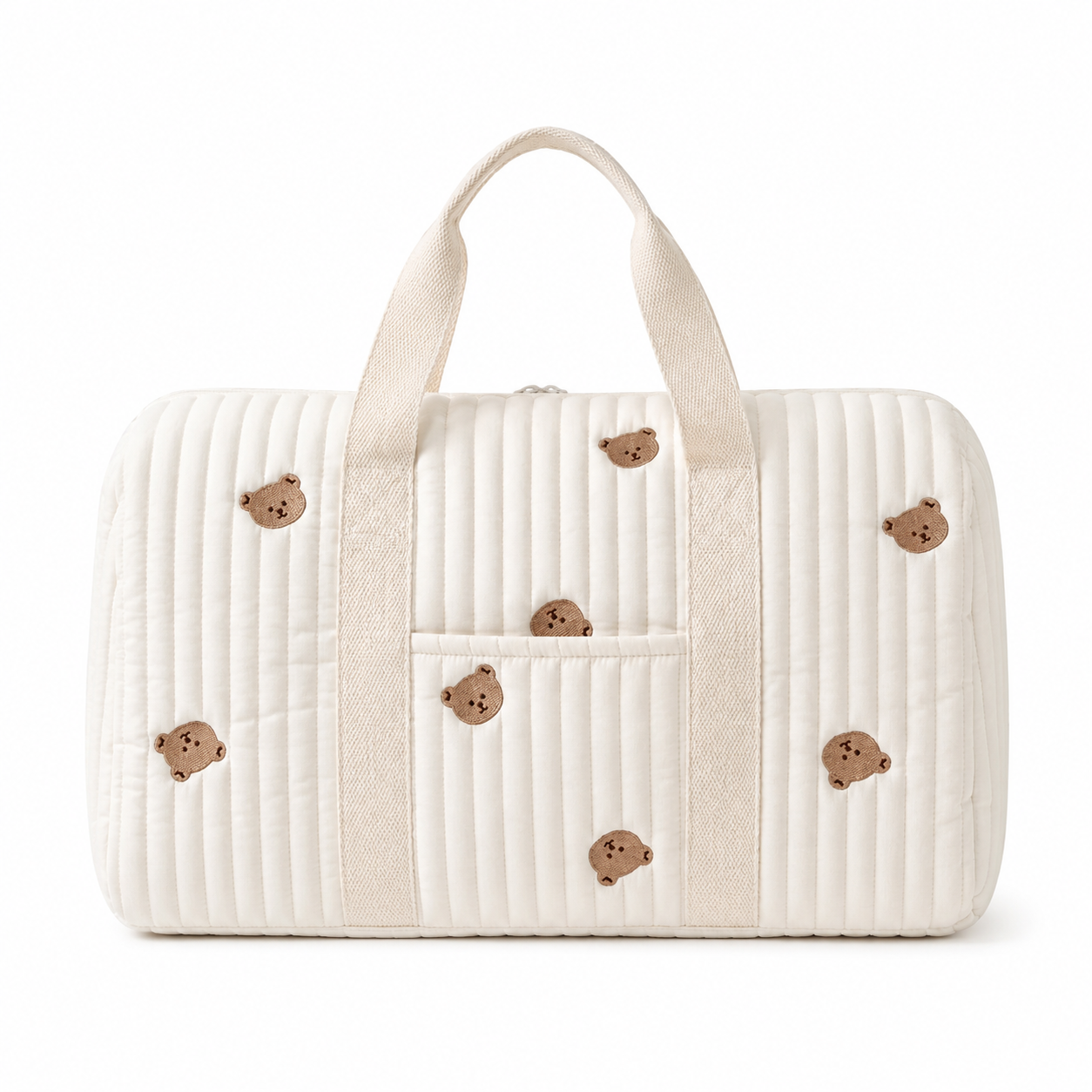 Sac à Langer en Coton Matelassé – Motif Ours Brodé