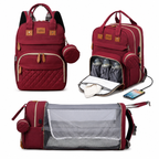 Sac à Langer Convertible avec Berceau Intégré – Rouge Bordeaux