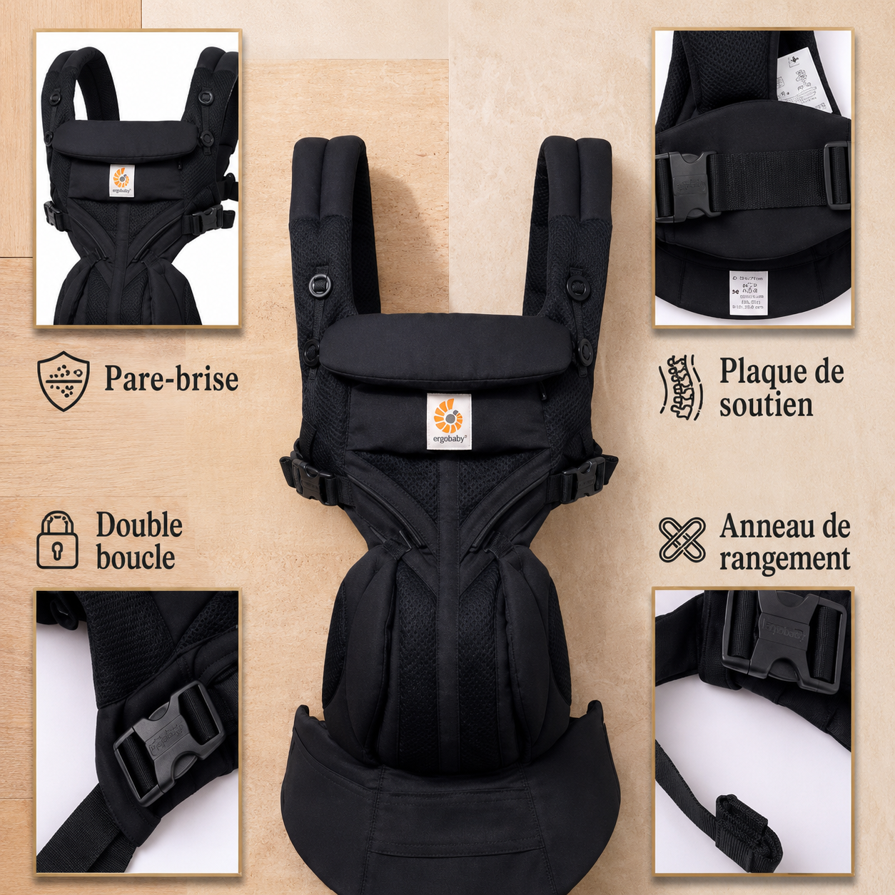 Porte-Bébé Ergonomique Noir – Confort