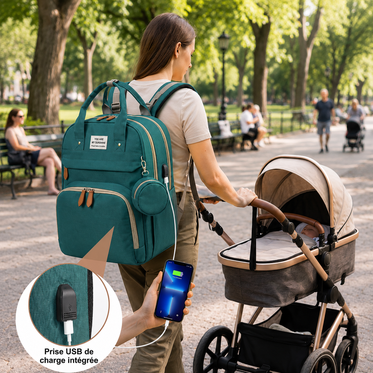 Sac à Langer Convertible avec Berceau Intégré – Vert