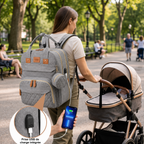 Sac à Langer Convertible avec Berceau Intégré – Gris Chiné